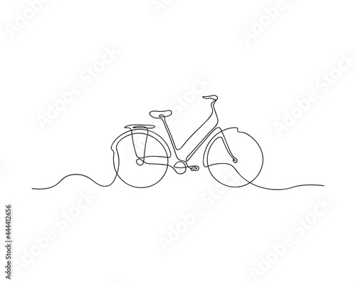 One line bicycle. Single line art. Black and white bicycle illustration  