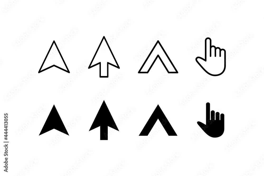 Set of Simple Various Cursor Icon Illustration Design, Silhouette of Mouse Pointer Cursor Symbol Collection Template Vector Set of Simple Various Cursor Icon Illustration Design, Silhouette of Mouse Pointer Cursor Symbol Collection Template Vector