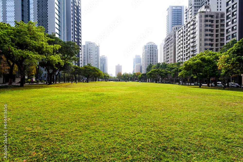 Fototapeta premium view of the cityscape in The morning, Taichung Taiwan. near the National Taichung Theater.