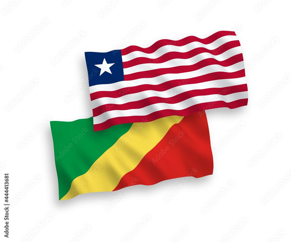 Obraz premium Flags of Republic of the Congo and Liberia on a white background