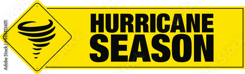 Hurricane season banner with sign. Vector. 