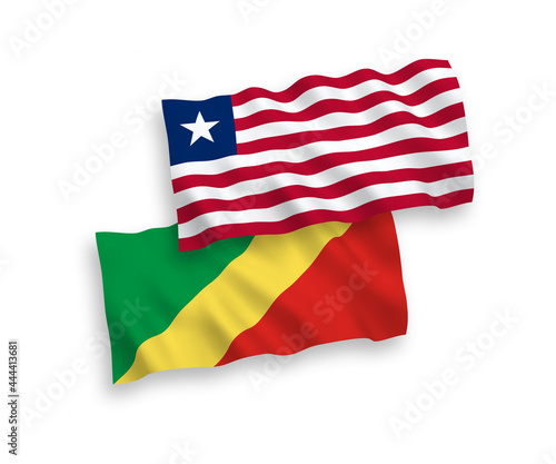 Flags of Republic of the Congo and Liberia on a white background