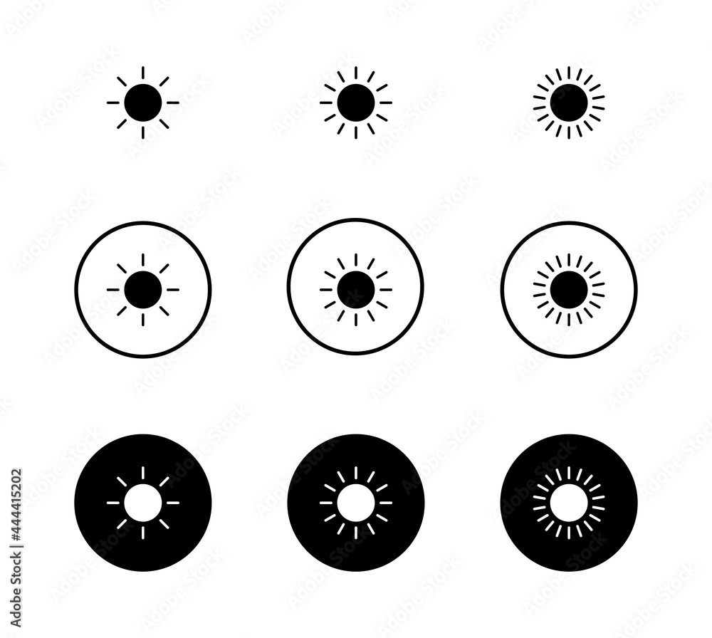 Sun icon set, Sun symbol vector Sun icon set, Sun symbol vector