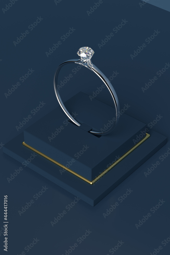 3D rendering shinny diamond ring 3D rendering shinny diamond ring