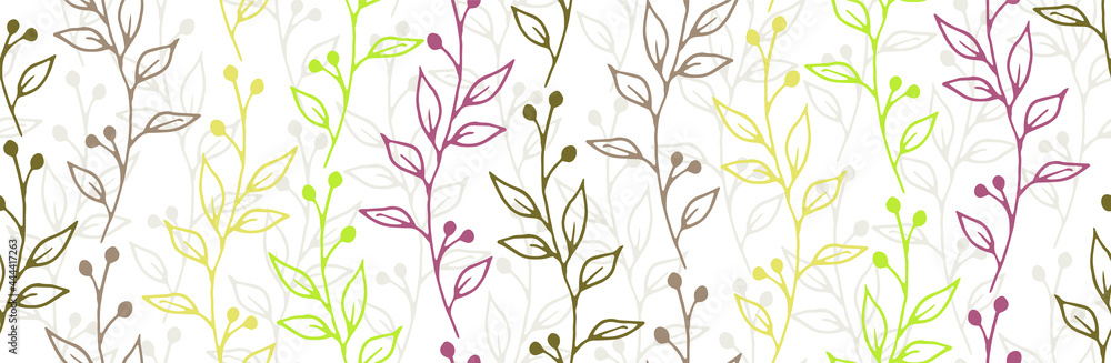 Berry bush sprouts organic vector seamless ornament. Chic floral textile print. Herb plants leaves and buds wallpaper. Berry bush branches summer endless swatch Berry bush sprouts organic vector seamless ornament. Chic floral textile print. Herb plants leaves and buds wallpaper. Berry bush branches summer endless swatch