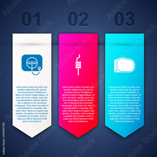 Set Oil filler cap at gas station, Car muffler and mirror. Business infographic template. Vector
