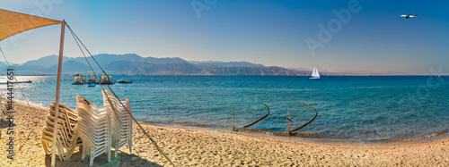 Safe swimming area and floating island with water sport facilities, Red Sea, ...