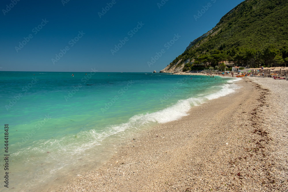 The beautiful sea of Portonovo in Conero, Ancona province, Marche region.
