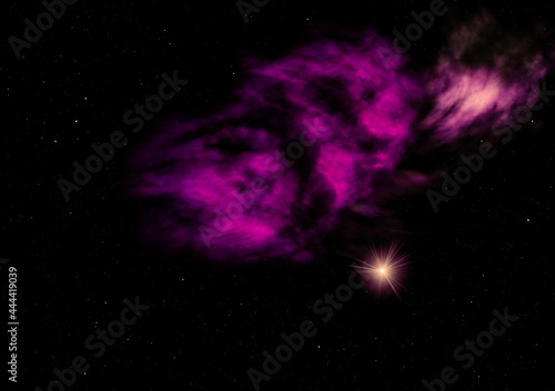 Star field in space and a nebulae. 3D rendering