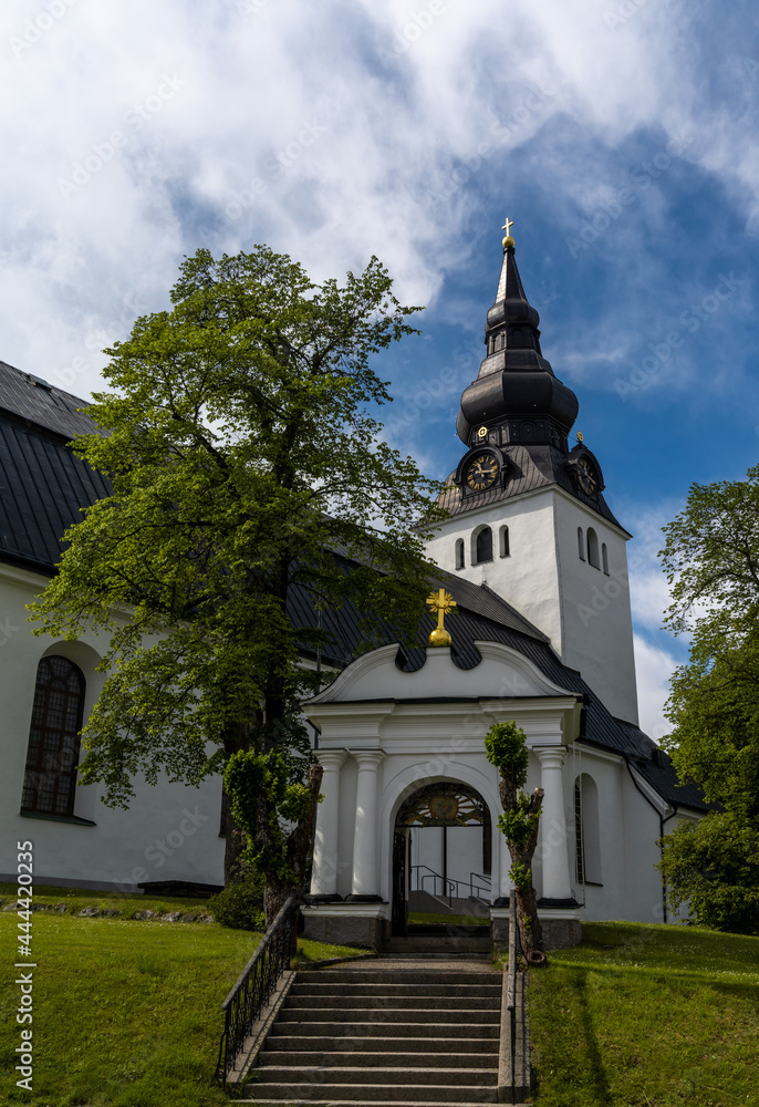 Naklejka premium view of the 17th-century Hudiskvall church in the town center