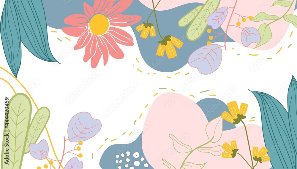 floral hand drawing abstract design for cover, magazine, brochure. retro 80s style. vector illustration