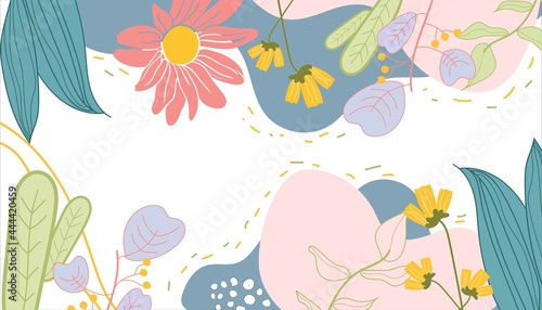 floral hand drawing abstract design for cover, magazine, brochure. retro 80s style. vector illustration