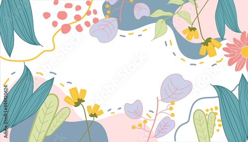 floral hand drawing abstract design for cover  magazine  brochure. retro 80s style. vector illustration