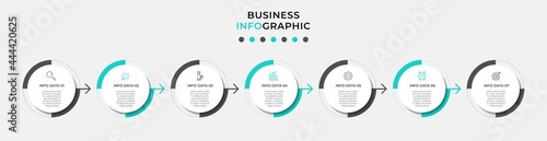 Vector Infographic design business template with icons and 7 options or steps. Can be used for process diagram, presentations, workflow layout, banner, flow chart, info graph