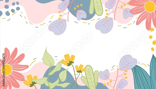 floral hand drawing abstract design for cover, magazine, brochure. retro 80s style. vector illustration