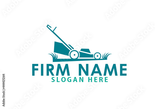 lawnmower logo or icon, lawn moving and lawn care service logo , cutting grass company logo vector
