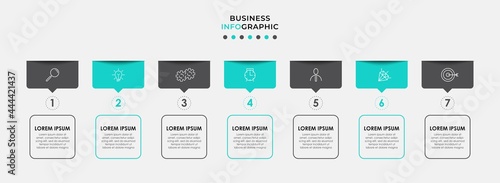 Vector Infographic design business template with icons and 7 options or steps. Can be used for process diagram, presentations, workflow layout, banner, flow chart, info graph