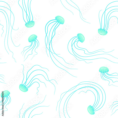 blue jellyfish on white background 