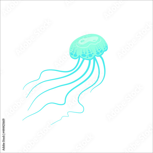 blue jellyfish on white background 