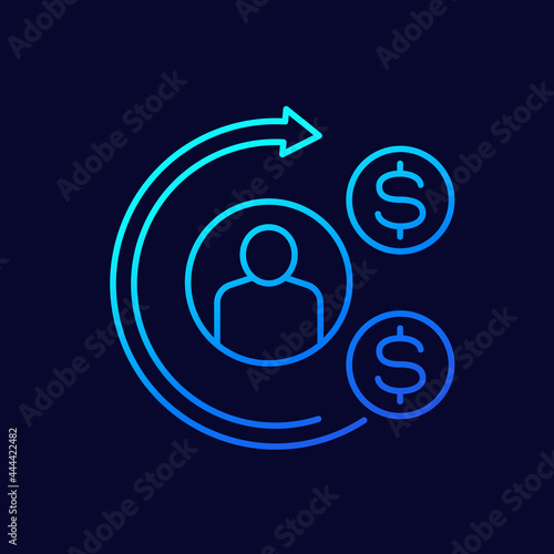 labor cost optimization line icon
