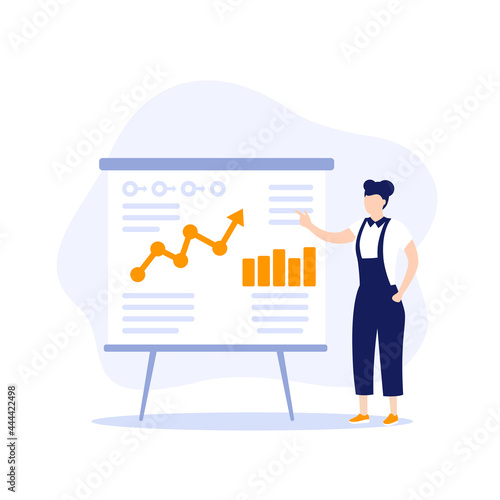 Presentation, woman presenting business plan
