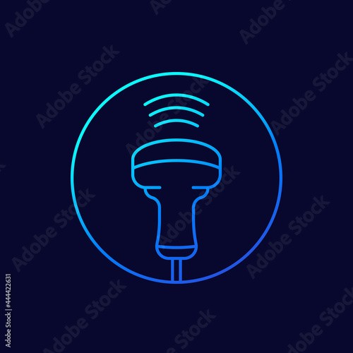 ultrasound icon, ultrasonography linear vector