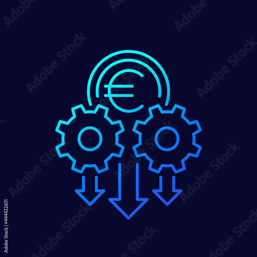 cash flow, money management line vector icon with euro