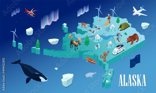 Alaska Travel Isometric Poster