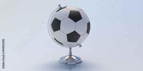 Football soccer ball Globe planet Earth on white background. 3d illustration