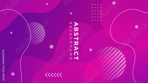 Modern pink purple abstract background with wave  geometric shapes  dot  lines and square shape gradation color in Memphis style. Suit for presentation design  banner   wallpaper  web and much more.