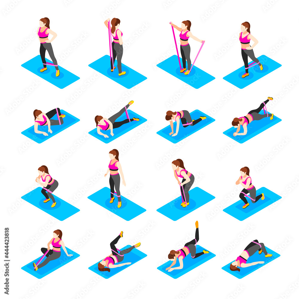 Female Exercises Icon Set