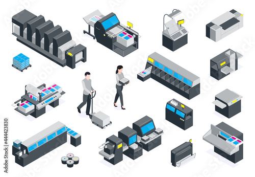 Isometric Polygraphy Color Colored Icon Set