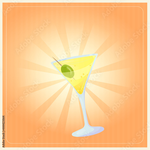 vintage cocktail poster on orange background