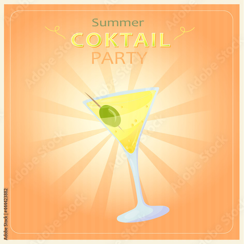 vintage cocktail poster on orange background