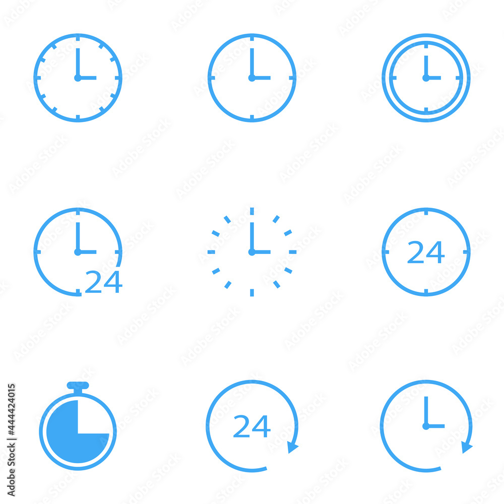 Time and clock line icons. Vector linear icon set. Time and clock line icons. Vector linear icon set.