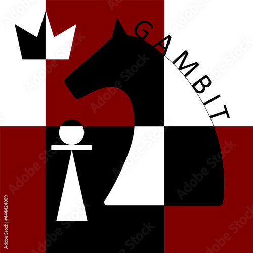Composition with a knight pawn and a king. Chess Gambit. International Chess Day