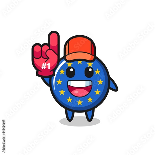 europe flag badge illustration cartoon with number 1 fans glove