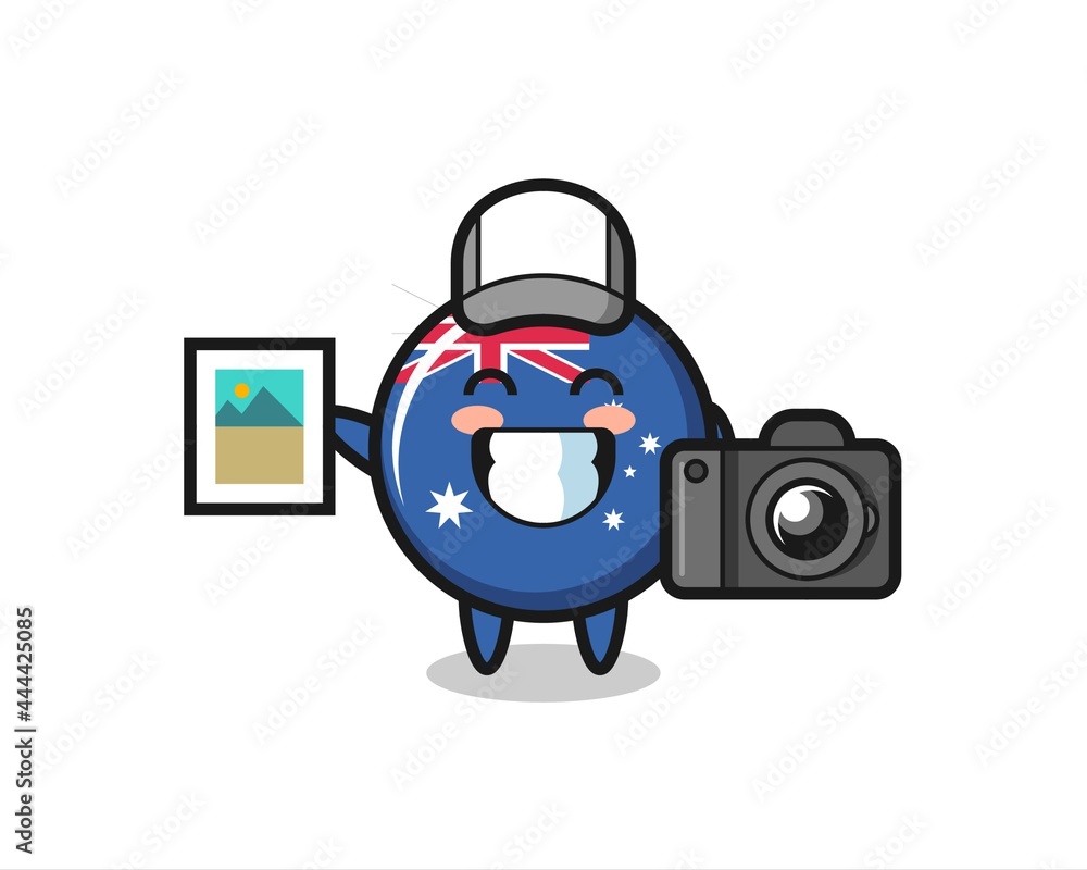 Character Illustration of australia flag badge as a photographer Character Illustration of australia flag badge as a photographer