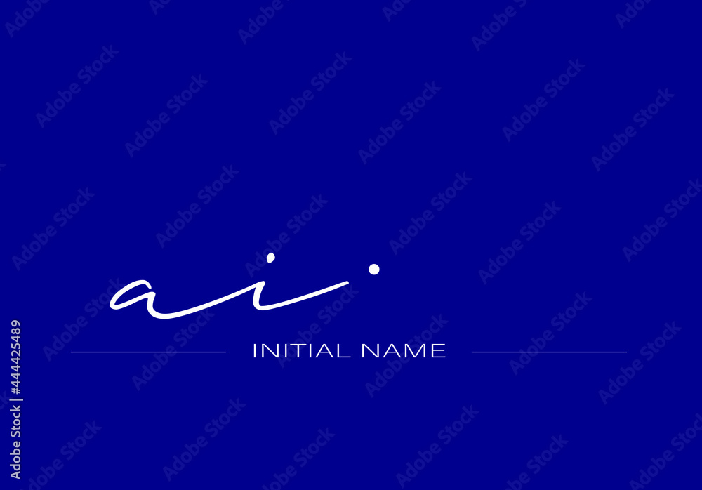 Stylish and elegant signature of letter AI with dark blue background logo for company name or initial Stylish and elegant signature of letter AI with dark blue background logo for company name or initial