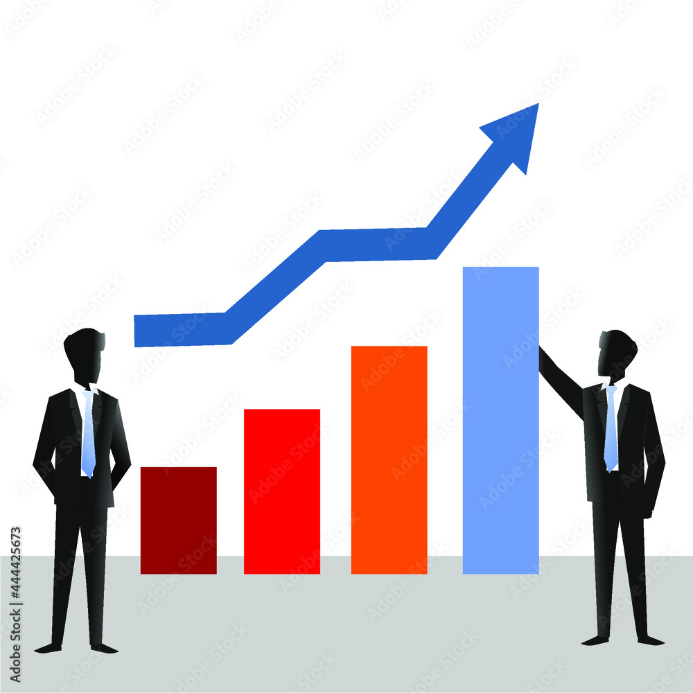 graph of improvement in the middle of two business people graph of improvement in the middle of two business people