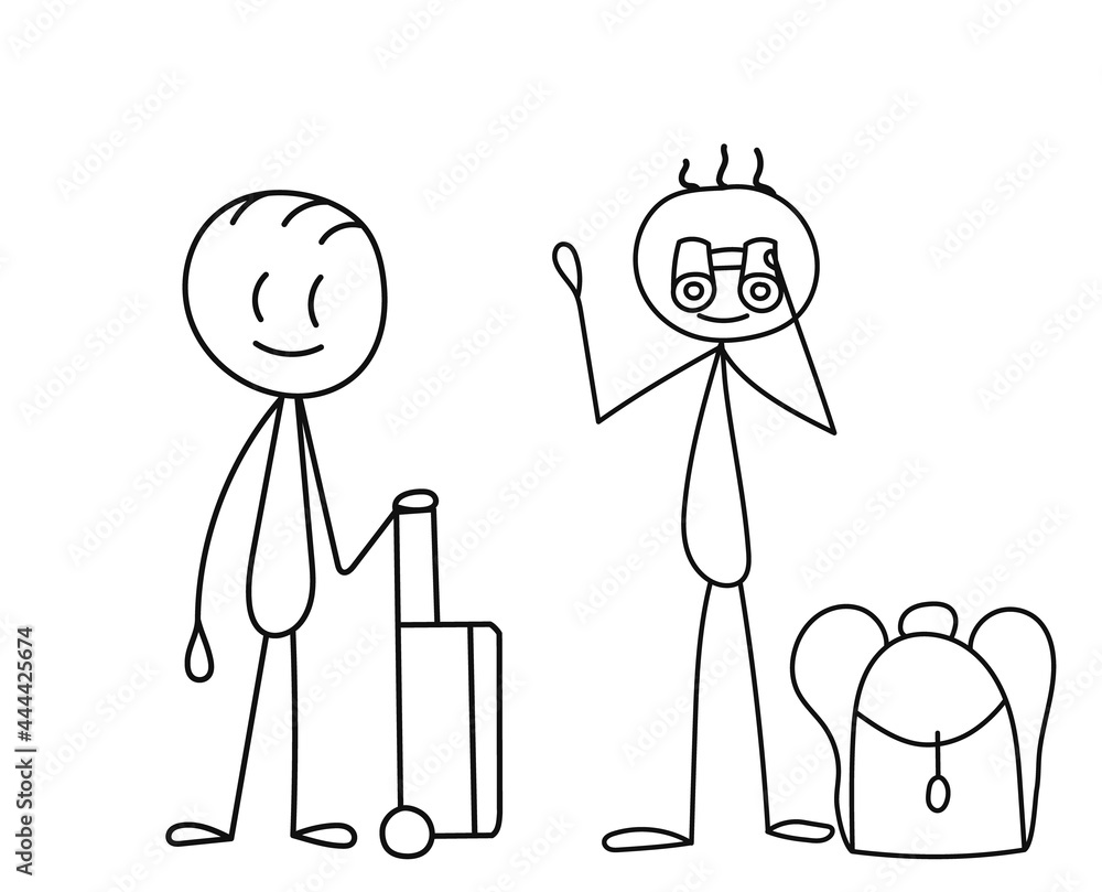stick figure man traveler, isolated, vector stick figure man traveler, isolated, vector