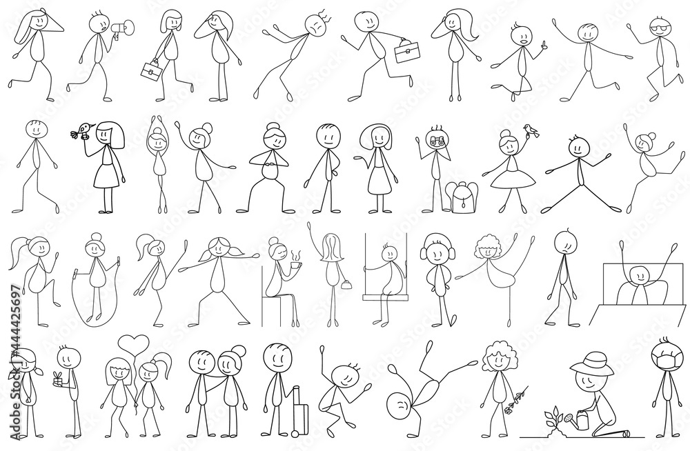 stick figure collection of people, isolated, vector stick figure collection of people, isolated, vector