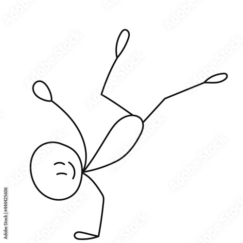 stick figure man jumping, isolated