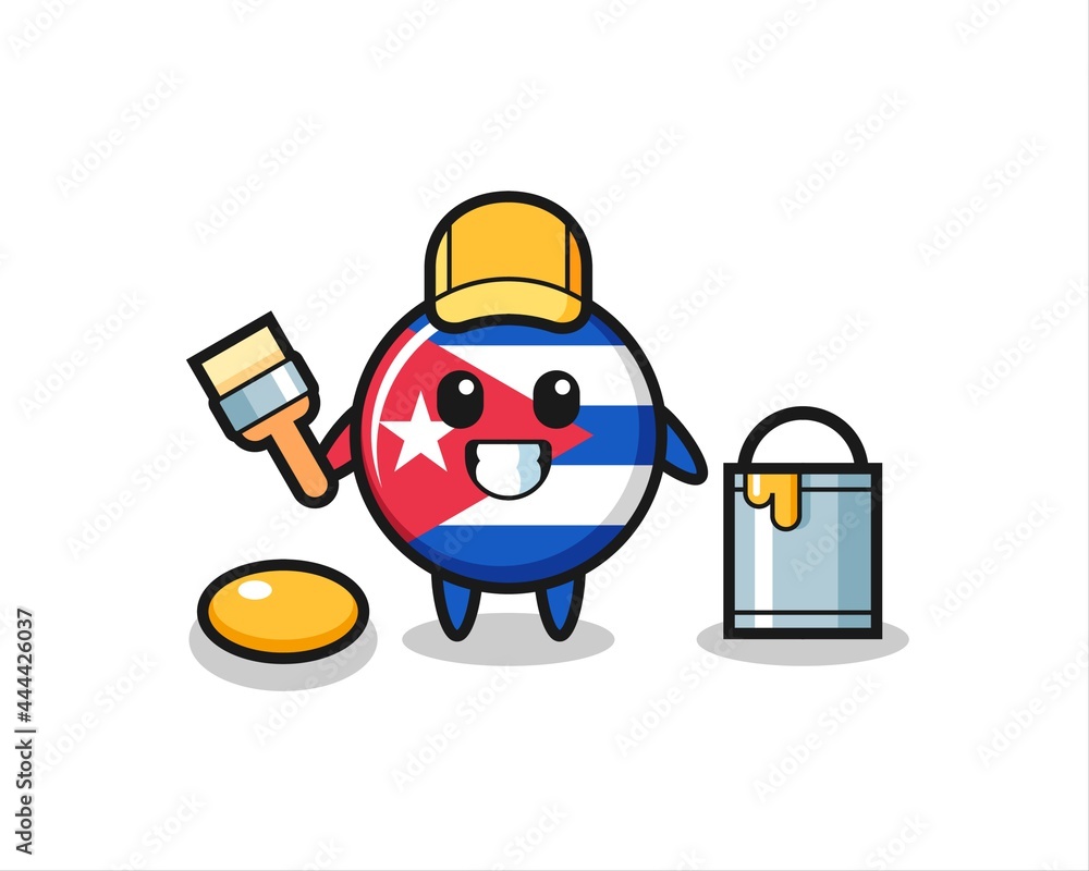Character Illustration of cuba flag badge as a painter