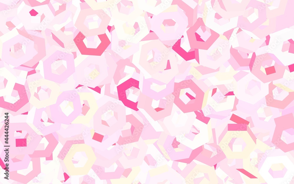 Light Pink, Yellow vector background with hexagons.