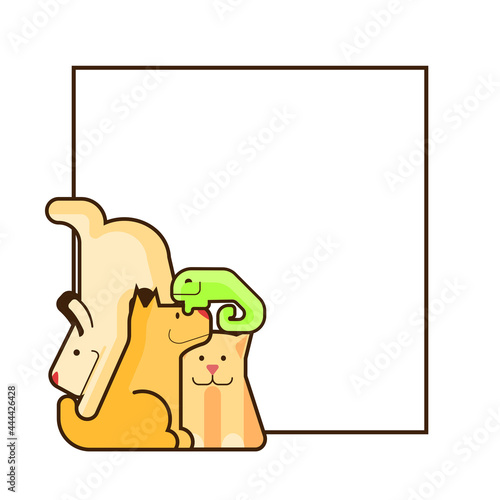 homeless animals are waiting for their owners. vector illustration concept of animal welfare. minimalism simple cute postcard. Perfect for posters, packaging, templates, banners, fabrics, prints, 