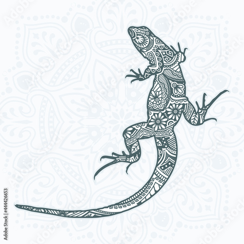 Reptile Mandala Vector. Vintage decorative elements. Oriental pattern, 