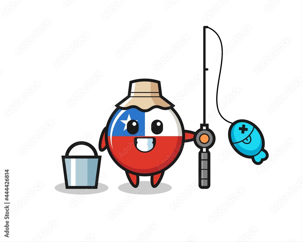 Mascot character of chile flag badge as a fisherman Mascot character of chile flag badge as a fisherman