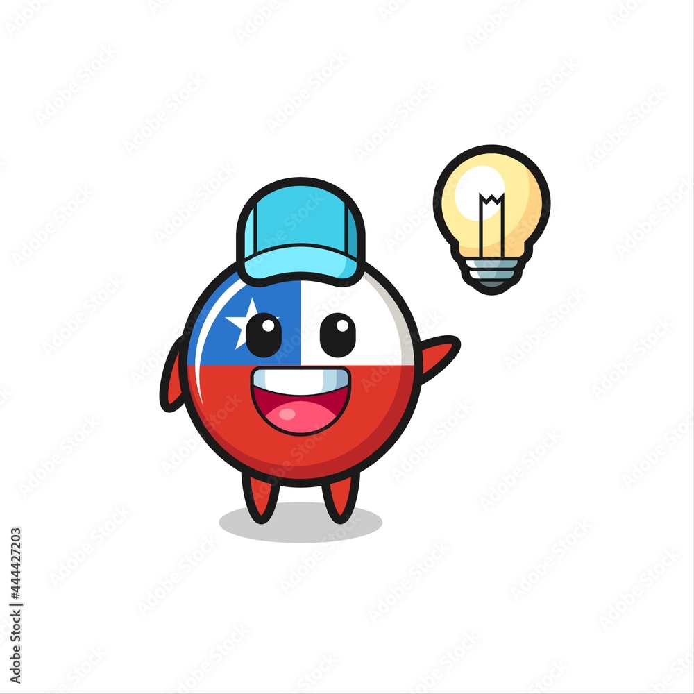 chile flag badge character cartoon getting the idea chile flag badge character cartoon getting the idea
