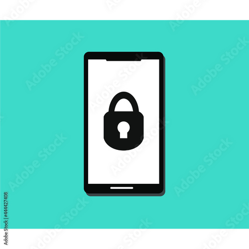 smartphone vector with padlock inside